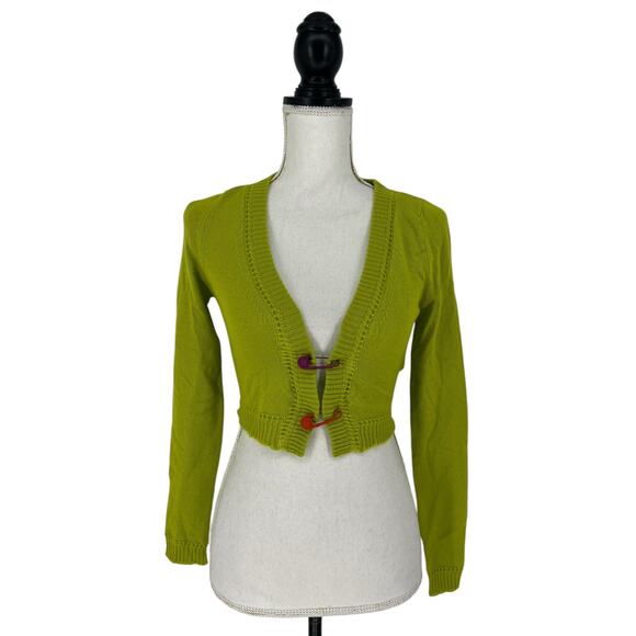 Versace Cashmere Green Cropped Safety Pin Cardigan - Picture 2 of 10